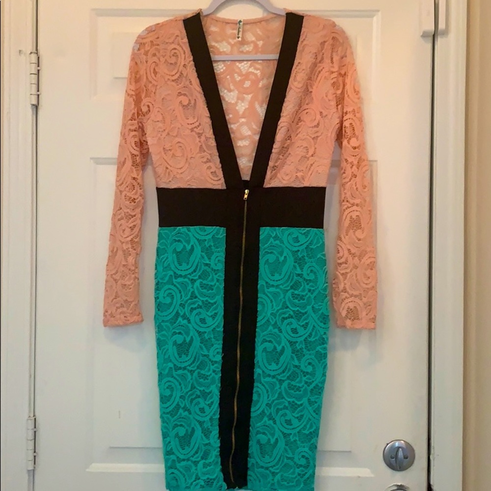 Lace Color block Dress